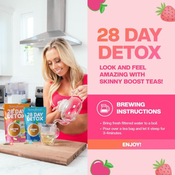 SkinnyBoost 28 Day Detox Daytime Tea - CITRUS MINT (28 Tea Bags) Supports Metabolism Boost, Detox, All Natural, Non GMO, Vegan, Keto Friendly