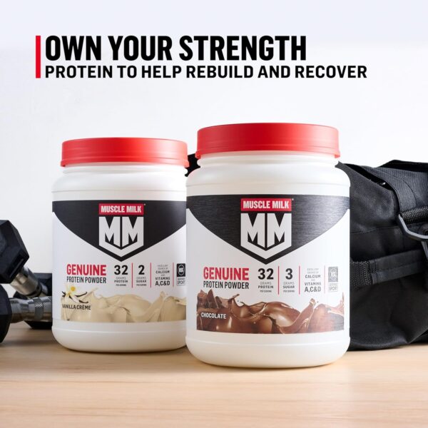 Muscle Milk Genuine Protein Powder, Cookies 'N Crème, 1.93 Pounds, 13 Servings, 32g Protein, 3g Sugar, Calcium, Vitamins A, C & D, NSF Certified for Sport, Energizing Snack, Packaging May Vary