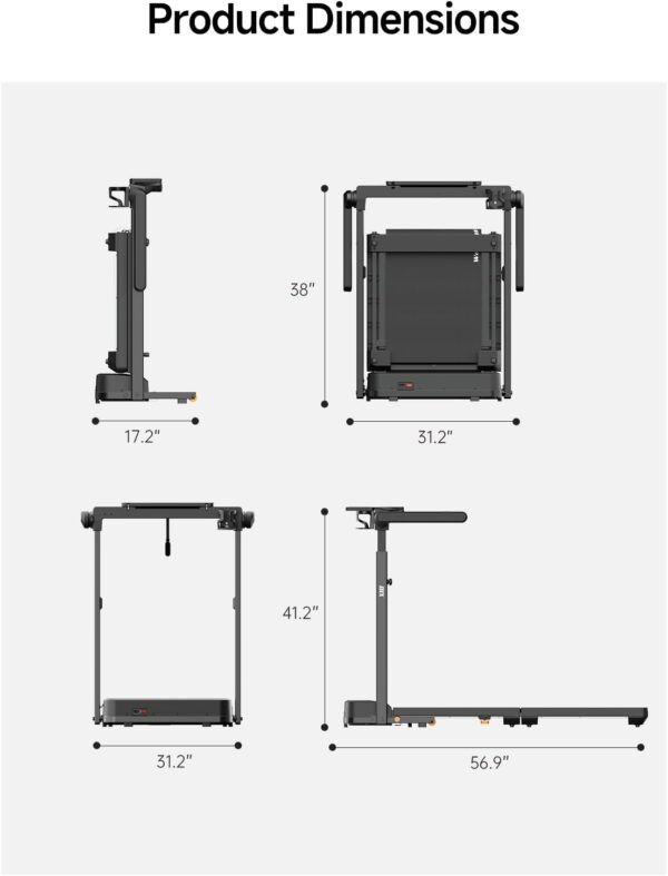 WALKINGPAD Folding Treadmills for Home, Smart Vertical Fold, LED Display with Adjustable Height Handles, No Assembly
