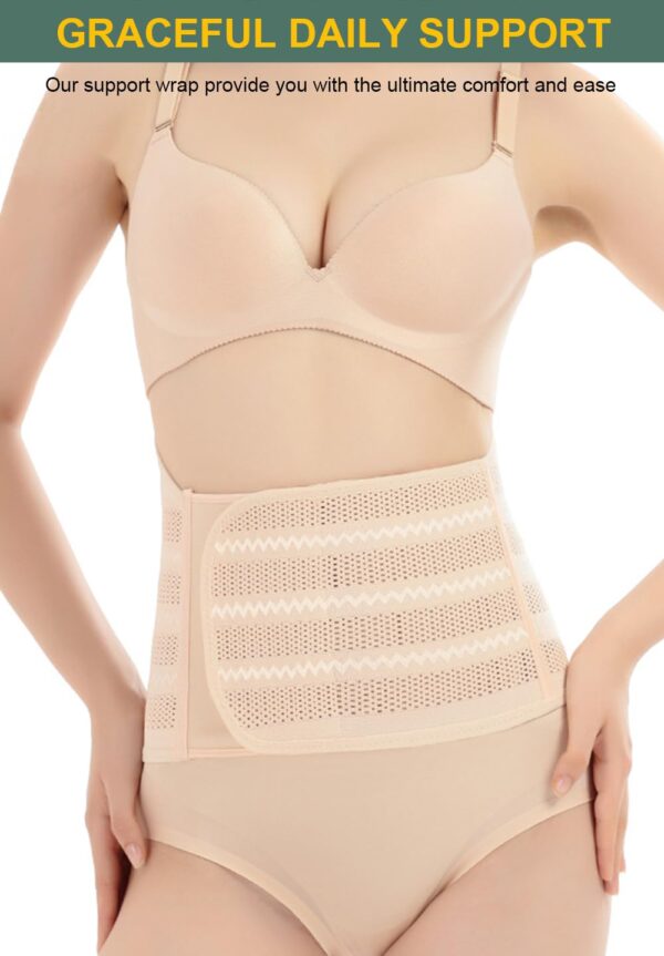Belly Band Postpartum Belly Wrap, Breathable Abdominal Binder Post Surgery, Adjustable Waist Trainer for Women Lower Belly Fat, C Section Abdominal Binder Hernia Belt Back Support Belt for Women (Large)