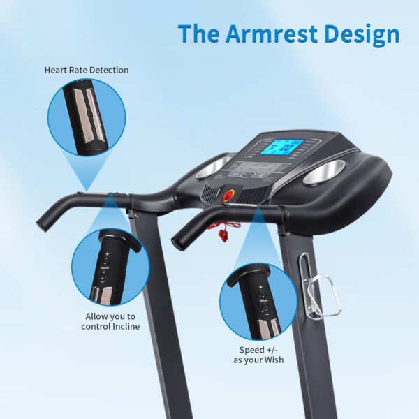 Treadmills for Home, Folding Treadmill with 12% Auto Incline, 2.5 HP, 8.5 MPH Speed, 15 Preset Programs, Heart Rate Sensor, LCD Display, 220 lb Weight Capacity for Office Workout