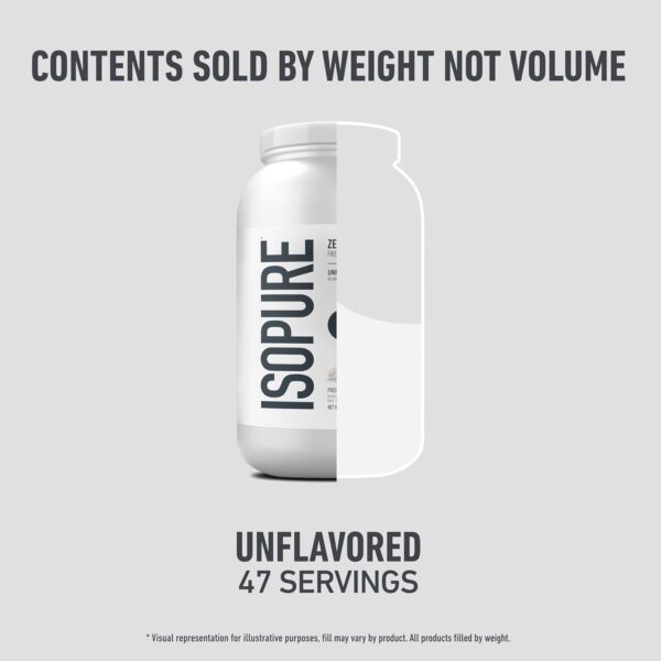 Isopure Zero Carb 100% Pure Whey Isolate Protein Powder, Gluten Free, with Vitamins, Unflavored, 25g Protein Per Serving, 3 Lbs, 47 Servings (Packaging May Vary)