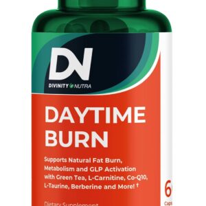 Daytime Fat Burner Supplement for Men & Women,Weight Loss Pills for Women, with Green Tea Extract, Co-Q10, Turmeric, Berberine,Bitter Melon for Metabolism Appetite Support 60 Capsules