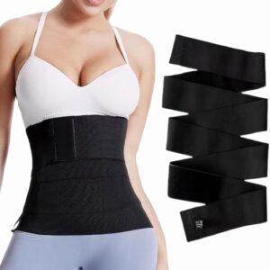 Waist Trainer for Women Belly Shaper Weight Loss Band Fat Trainers Waist Working Out Trimmer Belt Gym Abdomen Cinturilla Bands Adjustable and Wrap-Around Suitable for Men Women (Black)