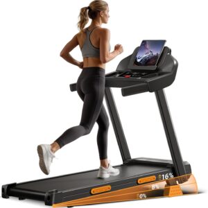 16% Treadmills for Home with Handle, 3 in 1 Portable Treadmill with Incline, Foldable Treadmill with Three Screen, 12 Preset Programs, 400LBS
