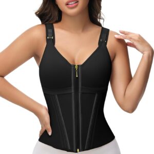 SHAPSHE Waist Trainer Corset for Women Tummy Control Sport Workout Body Shaper Vest for Women Postpartum Gym Zipper and Hooks
