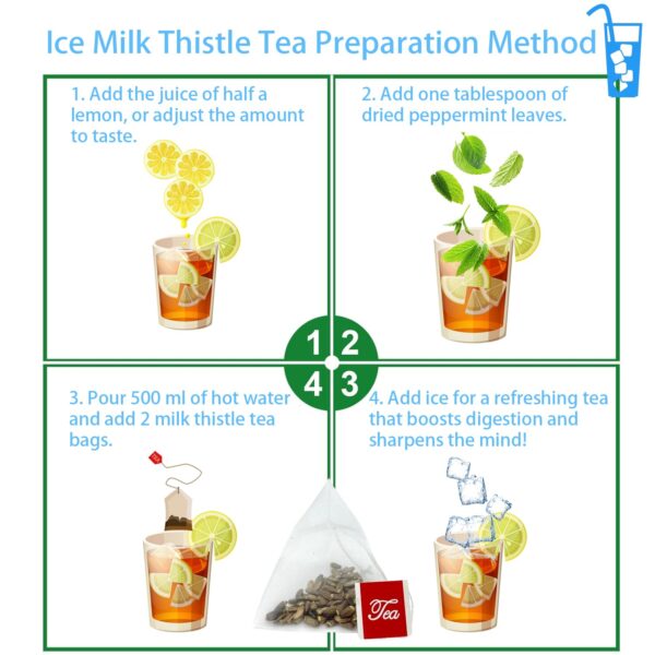 Samcci - Milk Thistle Tea Bags, 50 Teabags, 3g/bag - 100% Natural Milk Thistle Seeds Support Liver Herbal Tea, Caffeine Free - No Additives - No Sugar - Non-GMO - No Gluten