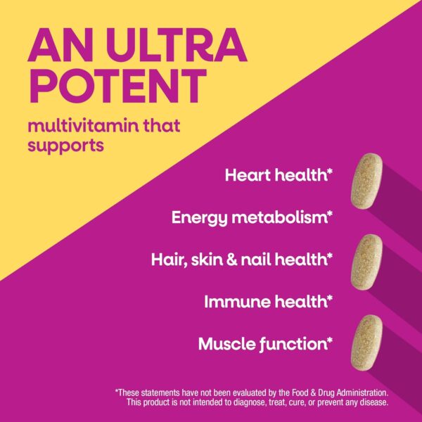 Nature's Way Alive! Ultra Multivitamin for Women, Complete Daily Women's Vitamins, High Potency Formula, Promotes Energy Metabolism and Muscle Function*, Vitamin A, C, D, Methylated B12, 60 Tablets