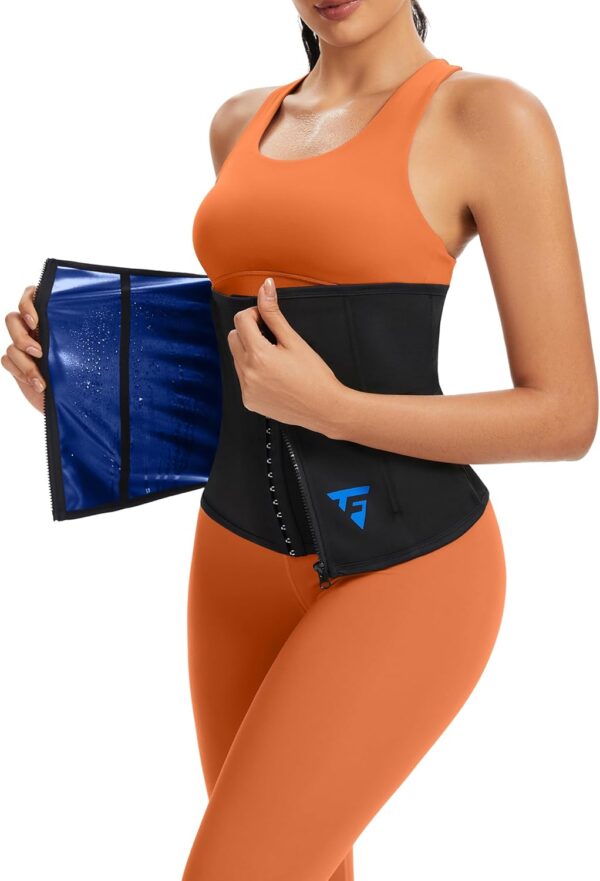 FUXERT Womens Waist Trainer with Zipper Sweat Waist Trimmer for Women Sweat Belt Band Sports Sauna Suit