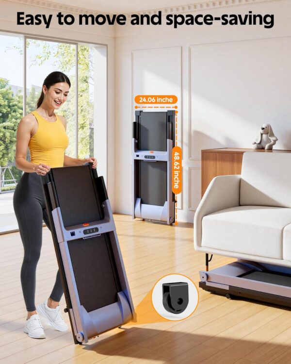 5% Incline Walking Pad Treadmill, 300LB Capacity Folding Treadmills for Home, Walking pad with Handle bar, 3.0 HP Quiet Brushless Motor & Dual Cushion System