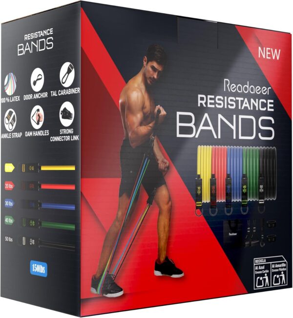 Readaeer Resistance Bands, Exercise Bands for Working Out, Work Out Bands with Handles for Men and Women for Indoor and Outdoor Sports, Fitness, Suspension, Speed Strength, Training, Home Gym,Yoga