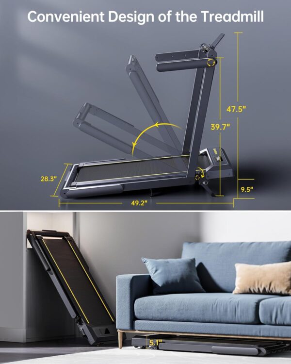 Walking Pad Treadmill with 12% Incline and Handle Bar, 4 in 1 Folding Treadmill for Home/Office, Under Desk Treadmills Portable Walking Pad with App & Bluetooth Speaker, 0.6-10MPH