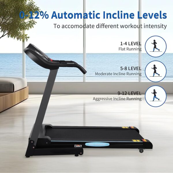 Treadmills for Home, Folding Treadmill with 12% Auto Incline, 2.5 HP, 8.5 MPH Speed, 15 Preset Programs, Heart Rate Sensor, LCD Display, 220 lb Weight Capacity for Office Workout