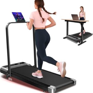 Walking Pad Treadmill with 8% Incline,Foldable Treadmills for Home and Office, 3.0 HP Quiet Walking Pad Treadmill with Walking Pad with Handle 350 LBS Capacity