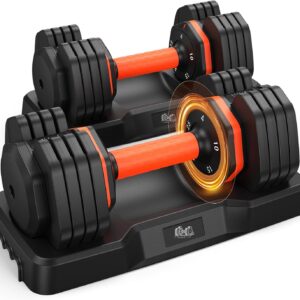 2026 Updated Adjustable Dumbbell Set of 2, 110lbs/50lbs Weights Dumbbell Set with Storage Box, 25lbs/55lbs Adjustable Weights with Anti-slip Silicone Grip, Weight Set For Home Gym Suit both Men and Women