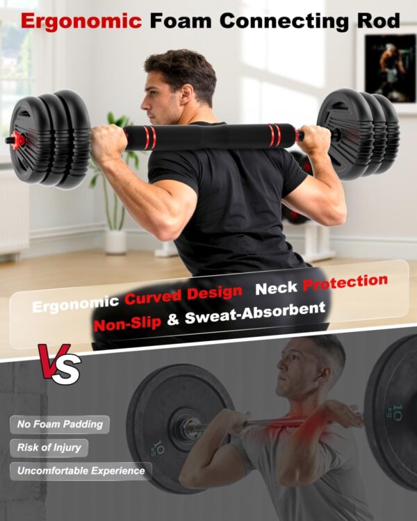 Adjustable Dumbbells, 20/30/45/70/90lbs Free Weight Set with Connector,5 in1 Dumbbells Set Used as Barbell,Kettlebells,Push up Stand,Fitness Exercises for Home Gym Suitable Men/Women