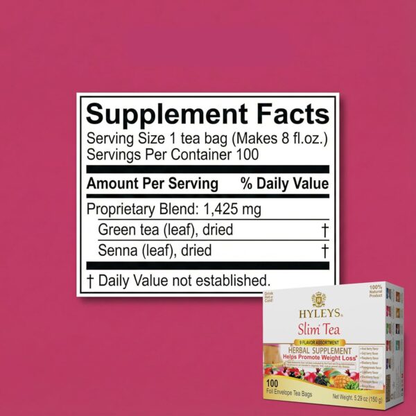 HYLEYS Slim Tea 9 Flavor Assortment 100 Ct - Weight Loss Herbal Supplement Cleanse and Detox - 100 Tea Bags (1 Pack) - Herbal Tea Variety Pack