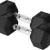 Yes4All Chrome/Rubber Grip Encased Hex Dumbbells – Hand Weights With Anti-Slip 10-30 LBS Pair