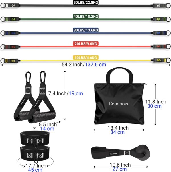 Readaeer Resistance Bands, Exercise Bands for Working Out, Work Out Bands with Handles for Men and Women for Indoor and Outdoor Sports, Fitness, Suspension, Speed Strength, Training, Home Gym,Yoga