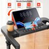 Walking Pad Treadmill with Incline 10%, Foldable Treadmill with Adjustable Handle Bar for Home, Portable Walking Pad with Desk Treadmills with App, Remote Control & LED Display