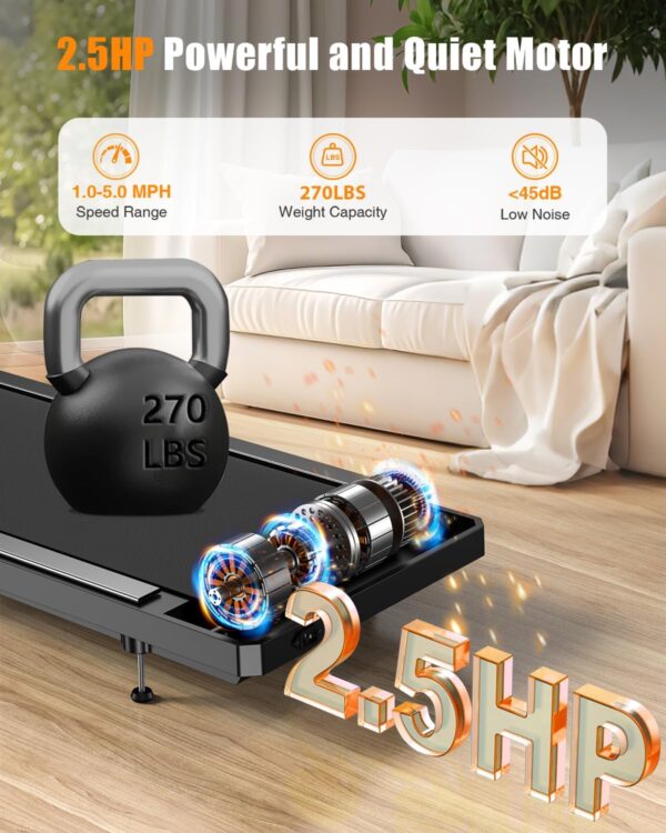 Walking Treadmill Pad with Incline - Portable Under Desk Treadmill, Walking Mat Pad with Handle Bar, 2.5HP Low Noise, 2 in 1 Treadmills for Home Office, Remote Control with LED