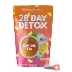 SkinnyBoost 28 Day Detox Daytime Tea – CITRUS MINT (28 Tea Bags) Supports Metabolism Boost, Detox, All Natural, Non GMO, Vegan, Keto Friendly