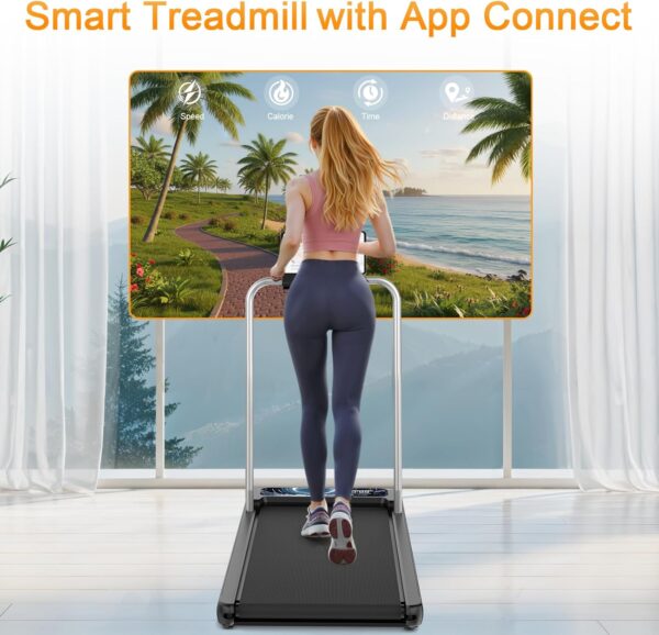 Walking Treadmill Pad with Handle Bar, Silent Fitness Equipment, Treadmill with 4-in-1 Modes, Easy Assembly, Portable Home Gym Equipment