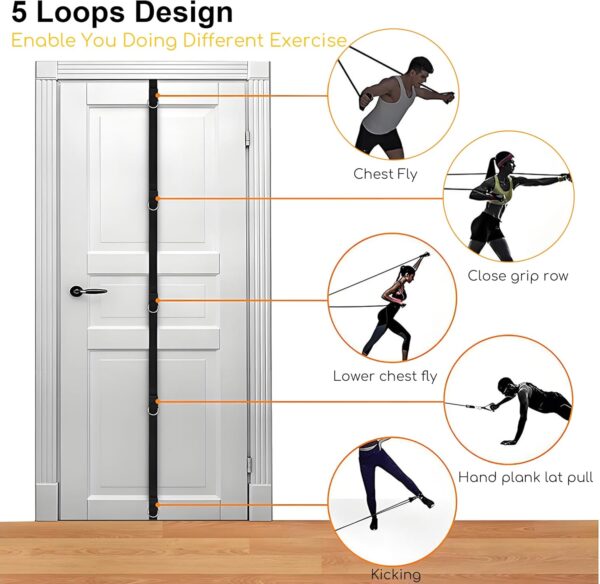 Resistance Bands Set with Door Anchor Training System, 5 Colors Stackable up to 150LBS, Includes 5-Angle Door Training Tool, Home Full Body Workout Bands, Handles, Ankle Straps, Portable Bag