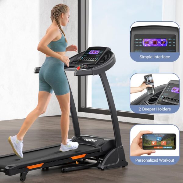 THERUN Incline Treadmill, Treadmills for Running and Walking, 300 lbs Weight Capacity Folding Treadmill with 0-15% Auto Incline, Wide Belt, 3.5 HP, App, Heart Rate