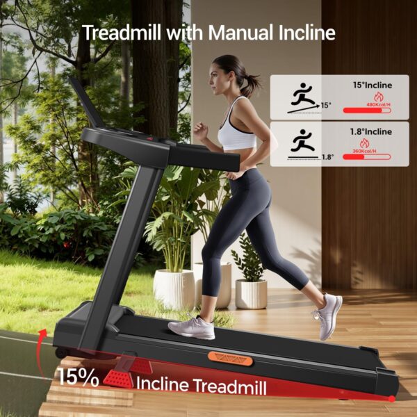 15% Treadmills for Home, 3-in-1 Foldable Treadmill with Incline, Portable Treadmill with Handle, 3.0HP Quiet Walking Pad Treadmill, 12 Automatic Modes, Three Screen