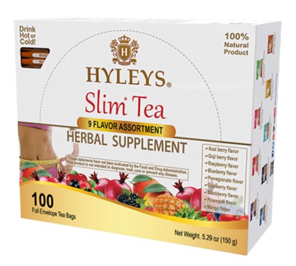 HYLEYS Slim Tea 9 Flavor Assortment 100 Ct - Weight Loss Herbal Supplement Cleanse and Detox - 100 Tea Bags (1 Pack) - Herbal Tea Variety Pack