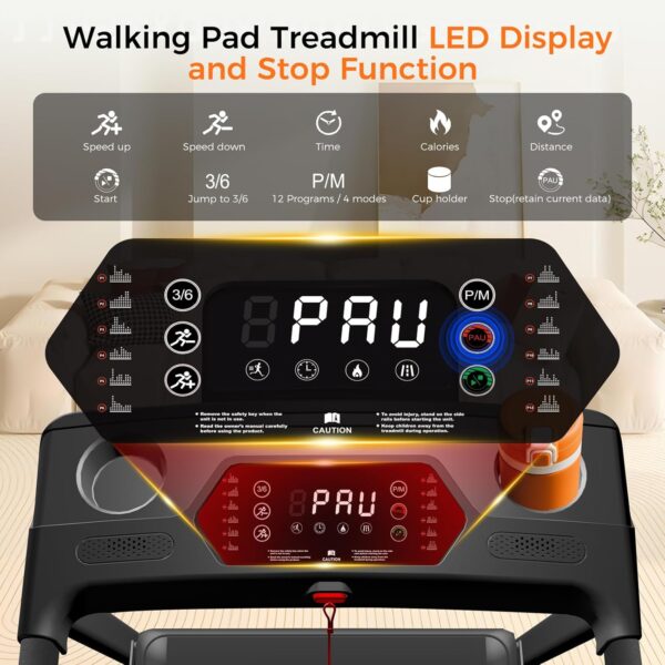 Treadmill with Incline,3.0HP Small Treadmills for Home,Portable Electric Treadmill with Handles,Lightweight Walking Pad,Compact Running Treadmills,Walking Pad with Handle,300LBS Capacity