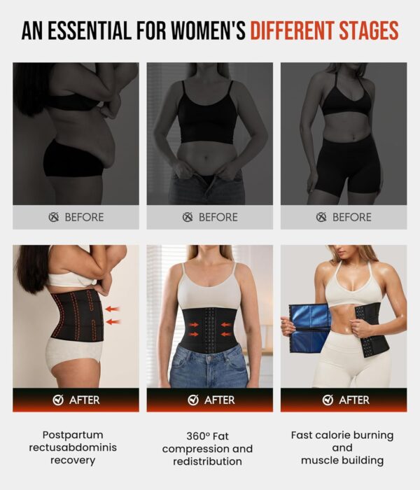 Junlan Waist Trainer for Women Belly Fat Sweat Band Cincher Waist Trimmer Tummy Sweat Belt Stomach Wrap Sauna Suit Binder