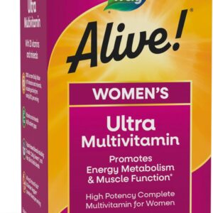 Nature’s Way Alive! Ultra Multivitamin for Women, Complete Daily Women’s Vitamins, High Potency Formula, Promotes Energy Metabolism and Muscle Function*, Vitamin A, C, D, Methylated B12, 60 Tablets