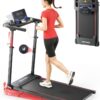 Walking Pad Treadmill with Incline 10%, Foldable Treadmill with Adjustable Handle Bar for Home, Portable Walking Pad with Desk Treadmills with App, Remote Control & LED Display