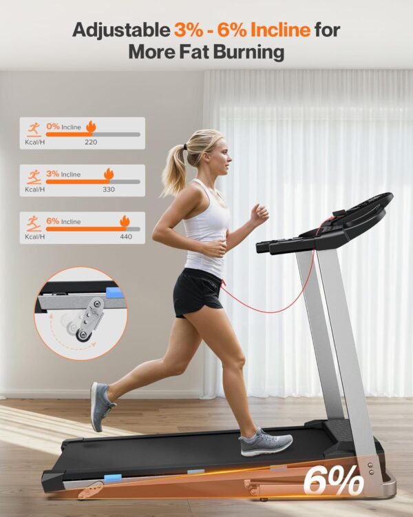 Foldable Treadmill with Incline, 350 LBS Capacity, 3.0HP Quiet Running Treadmills for Home, Incline Treadmill with Pulse Sensor and Bluetooth Speaker, Wide Belt, App & Voice Control, 7.6 MPH