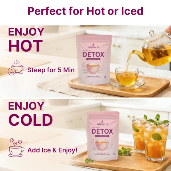 71i3GZphOaL._SL1500_.jpg Sylphoria Detox Tea,Weight Loss Tea with Lotus Leaf and Ginseng to Support Goals for Detox Cleanse, Healthy Weight and Digestive Health for Women & Men,- Hawthorn Flavor(1Pack/30Bags)