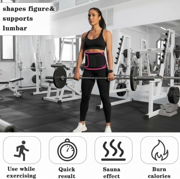 Waist Trainer for Women, Elastic Sweat Band Workout Waist Trimmer Belt, Heat Retention Slimming Stomach Wrap for Belly Fat, Easy to Clean (Red)