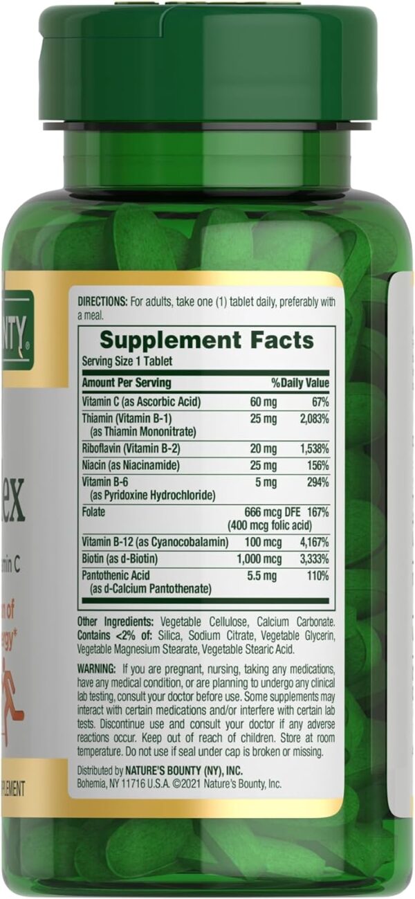 Nature's Bounty Super B Complex Vitamins with Vitamin C & Folic Acid, Vitamins for Immune & Cellular Energy Support, 150 Tablets