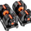 Adjustable Dumbbells Set of 2，Free Weights Dumbbells Set，Adjustable Dumbbell Set，52.5 lbs pair 105 lbs，15 in 1，for Men/Women Gym Equipment for Home Strength Training Equipment