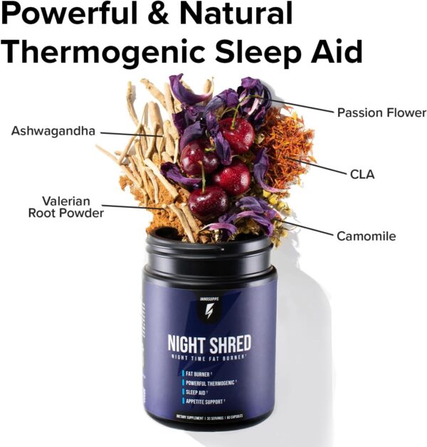 InnoSupps Night Shred Fat Burner and Natural Sleep Support | Ashwaganda, 5-HTP, CLA, Melatonin | Appetite Suppressant | Weight Loss Support Nighttime Fat Burning (60 Vegetarian Capsules)