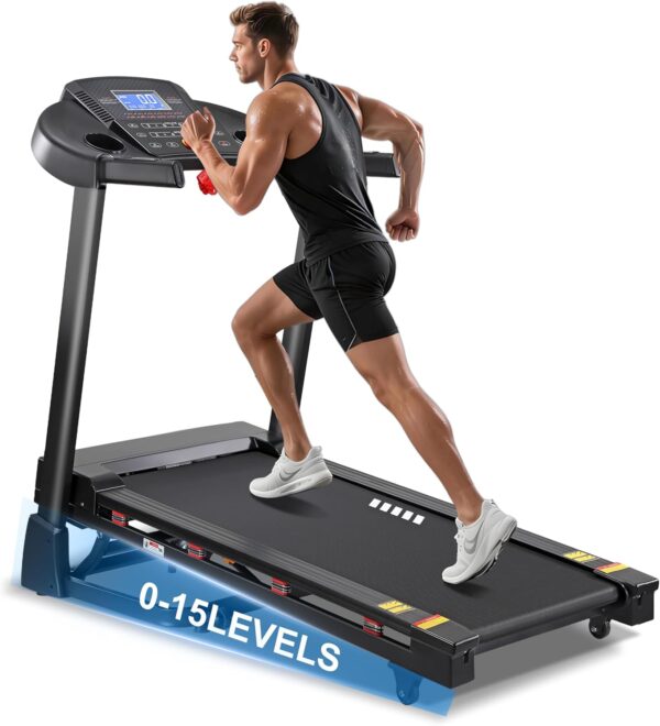 71oCoChSRRL._AC_SL1500_.jpg Treadmill with 15-Level Auto Incline, 47"x18" Wide Running Belt, 10 MPH, 3.5 HP Brushless Incline Treadmill for Home, 350 LB Capacity, Shock Absorption, Bluetooth Speaker & App