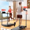 Walking Pad Treadmill with Incline 10%, Foldable Treadmill with Adjustable Handle Bar for Home, Portable Walking Pad with Desk Treadmills with App, Remote Control & LED Display