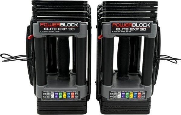 PowerBlock Elite EXP Adjustable Dumbbells, Sold in Pairs, Stage 1, 5-50 lb. Dumbbells, Durable Steel Build, Innovative Workout Equipment, All-in-One Dumbbells, Expandable with Expansion Kits