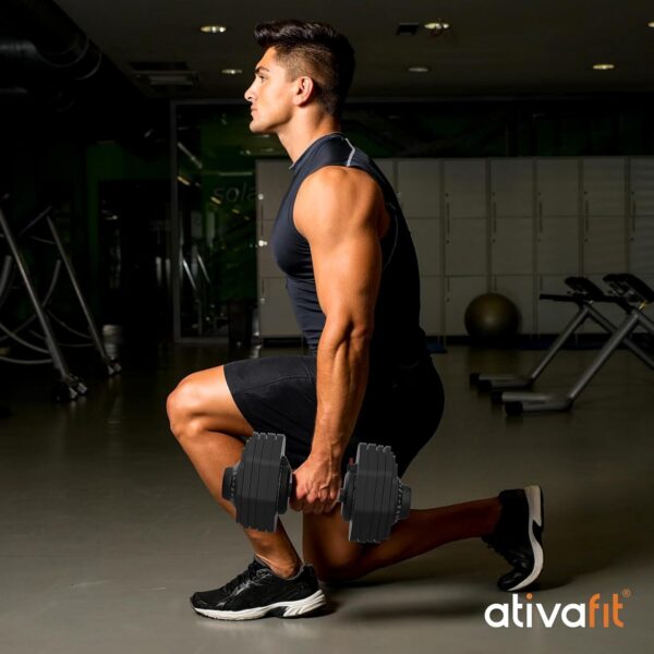 ATIVAFIT Adjustable Dumbbell Set (50/66/88 LB Pair), 10–12-in-1 Free Weights with Storage Box, Quick Dial Weight System, Secure Safety Lock, Anti-Slip Steel Grip, All-in-One Space-Saving Home Gym for Full Body Strength Training