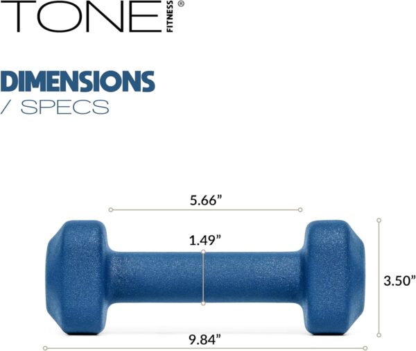 Tone Fitness Neoprene Dumbbell Weight Pairs with Anti-Roll Square Head | Multiple Options