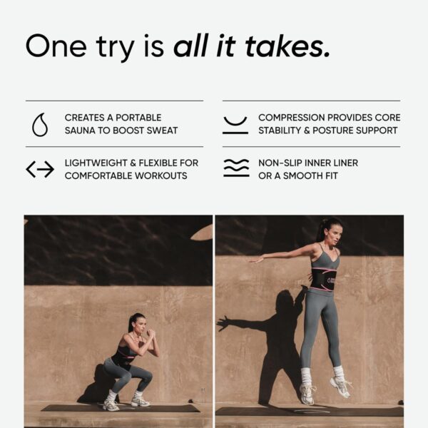 Sports Research Sweet Sweat Waist Trimmer (Core Series) - Premium Sweat Enhancing Fitness Band for Women & Men