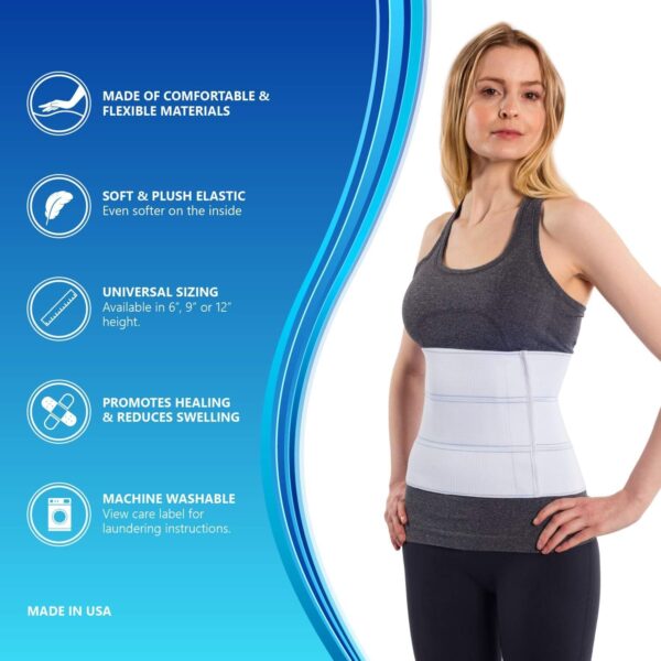 NYOrtho Abdominal Binder Lower Waist Support Belt - Compression Wrap for Men and Women MADE IN USA (45" - 60") 3 Panel - 9"
