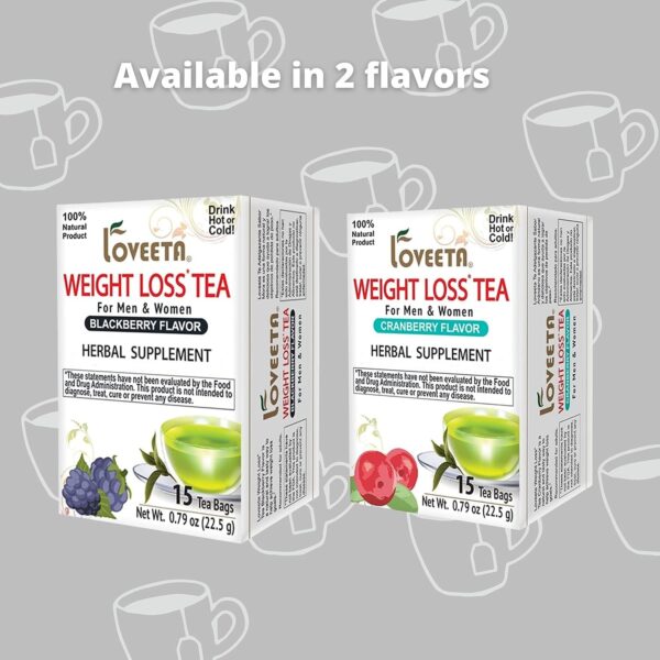 Loveeta Wellness Weight Loss Tea Blackberry - 15 Tea Bags (Gmo Free, Gluten Free, Dairy Free, Sugar Free & 100% Natural)
