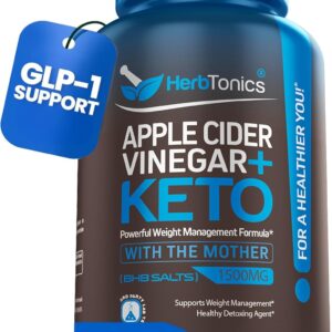 Herbtonics Apple Cider Vinegar + Keto BHB Capsules | GLP-1 Support for Appetite, Cravings & Weight Management | Metabolism Support with Satiety Support | 240 Capsules – 4 Month Supply